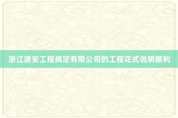 浙江建安工程搞定有限公司的工程花式说明顺利